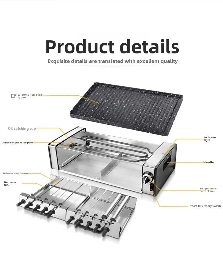 SYK-10 Electric Griddle BBQ Grill smokeless electric oven BBQ electric grill barbecue grill Automatic Rotary Kebab Machine