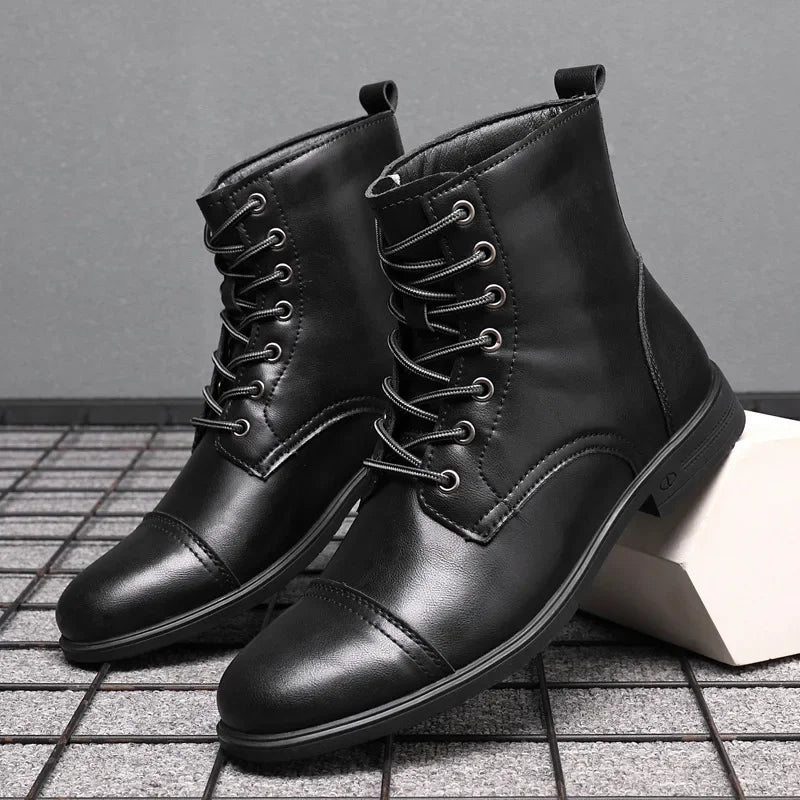 2024 Autumn and Winter New Fashion Pointy Retro Leather Boots High Top British Casual Men's Shoes Large Size 38-48