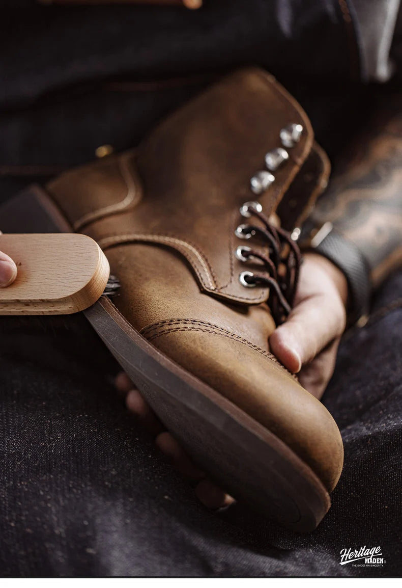 Maden First Layer Cowhide 8111 Ankle Boots Vintage Genuine Leather Paratrooper Motorcycle Boots Men's Fall Winter Casual Shoes