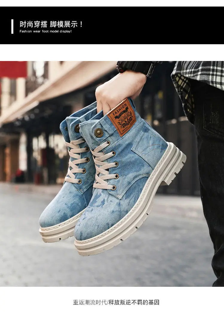 Motorcycle Riding Shoes Retro Canvas Casual Commuter Boots Protective Fall Resistant Wear Boots Riding Shoes Denim Casual Shoes