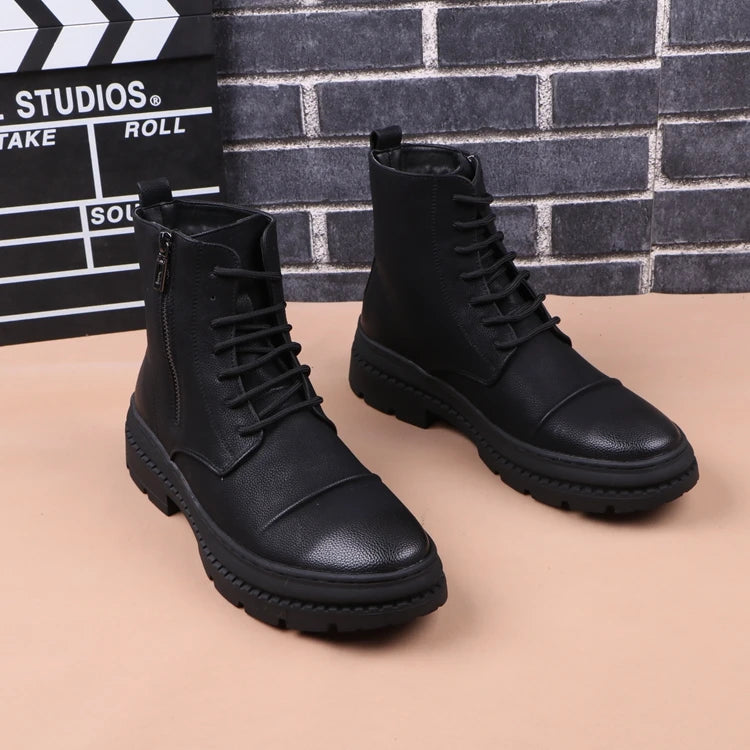 England style men fashion party banquet dress platform boots original leather shoes cowboy autumn winter boot motorcycle botas