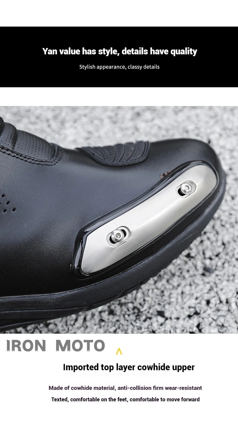Motorcycle Shoes Full Leather Motocross Boots with Shifter Guard Cafe Boots Enduro Boots for Touring&hiking Moto Protection Gear