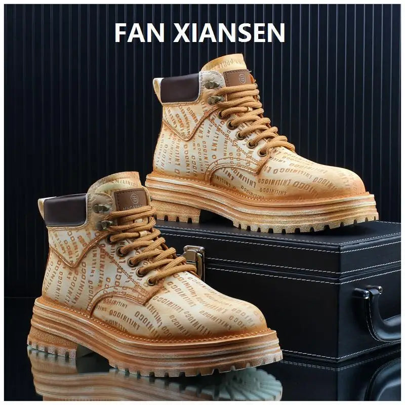 Motorcycle cycling shoes Ankle Boots Casual Sneaker Leather Shoes Loafers  Boots for Men Sports and Wear Round Toe Army Boots