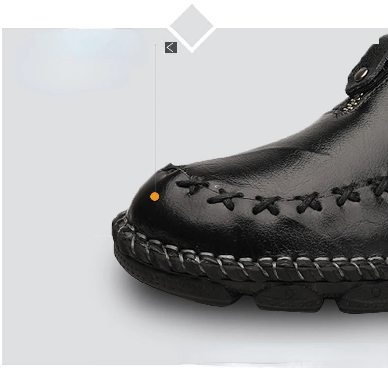 Genuine Leather Shoes Male Luxury High Quality Men Ankle Boots Outdoor Comfortable Casual Shoes Fashion Zip Men Motorcycle Boots