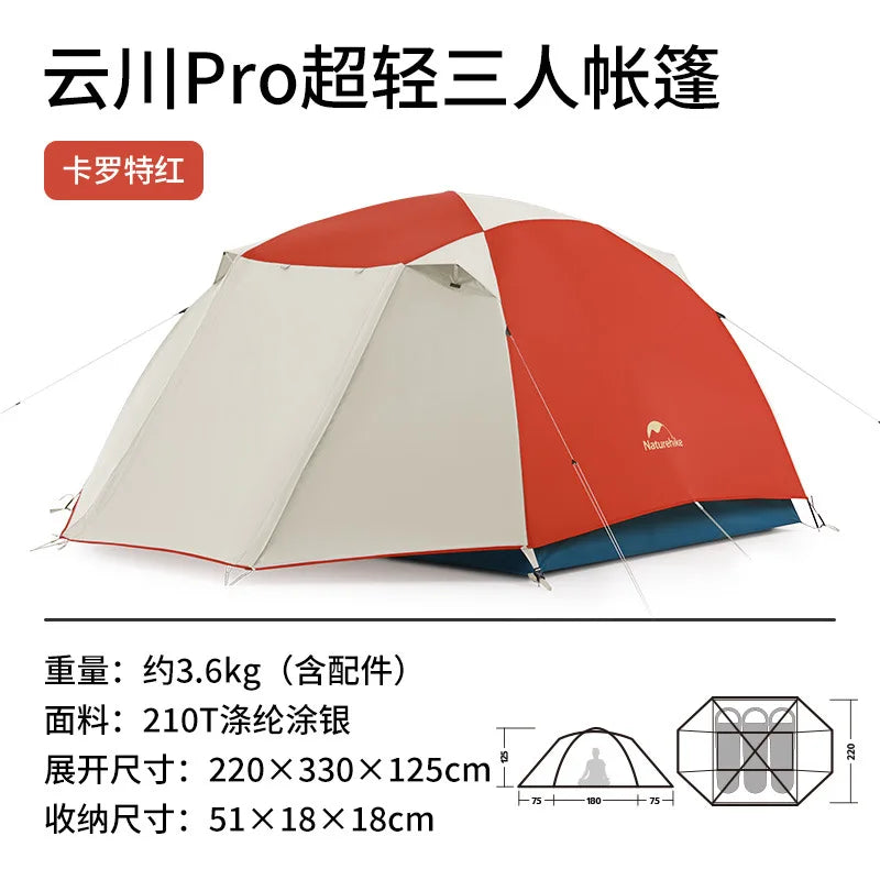 Naturehike-Camping Ultralight Tent, Outdoor Portable, Rainproof and Sun Protection, 2-3 People, Hiking, CNK2300ZP024