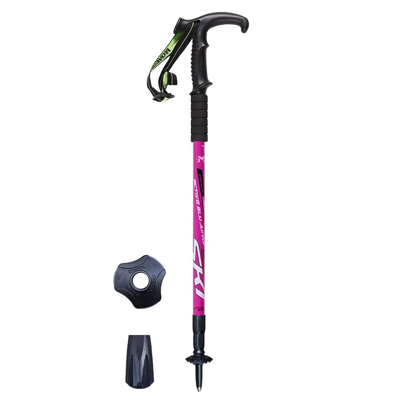 1PCS Ultralight Folding Multifunction Trekking Pole Portable Anti Shock Alpenstock Snow Walking Stick Outdoor Climbing Hiking