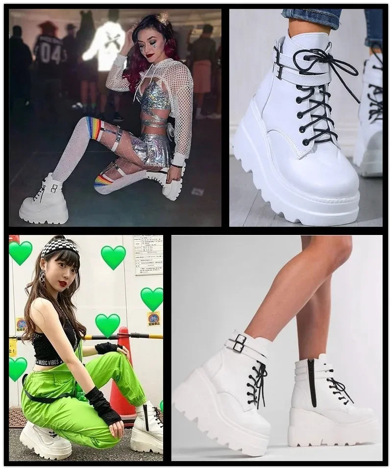 Brand Design  Big Sizes  Platform High Heels Cosplay Fashionable Autumn Winter Wedges Shoes Ankle Boots Women Booties 2024