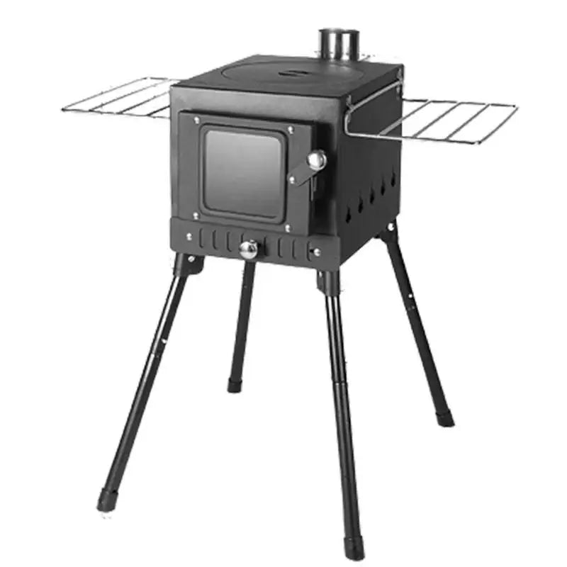 Camping Firewood Stove Portable Tent Wood Burning Stove With Chimney Folding Fire Wood Heater BBQ Stove Grill For Camp Fishing