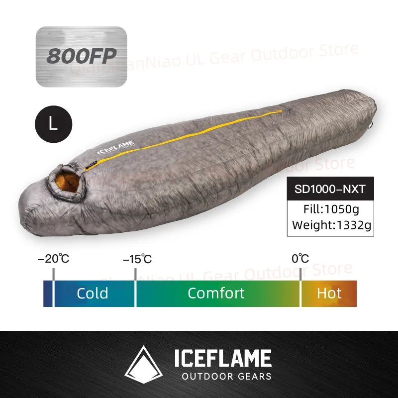 Ice Flame NXT 800FP Sleeping Bag Outdoor Camping Mummy Down Sleeping Bag Ultralight Trekking Mountaineering 10D Sleeping Bag