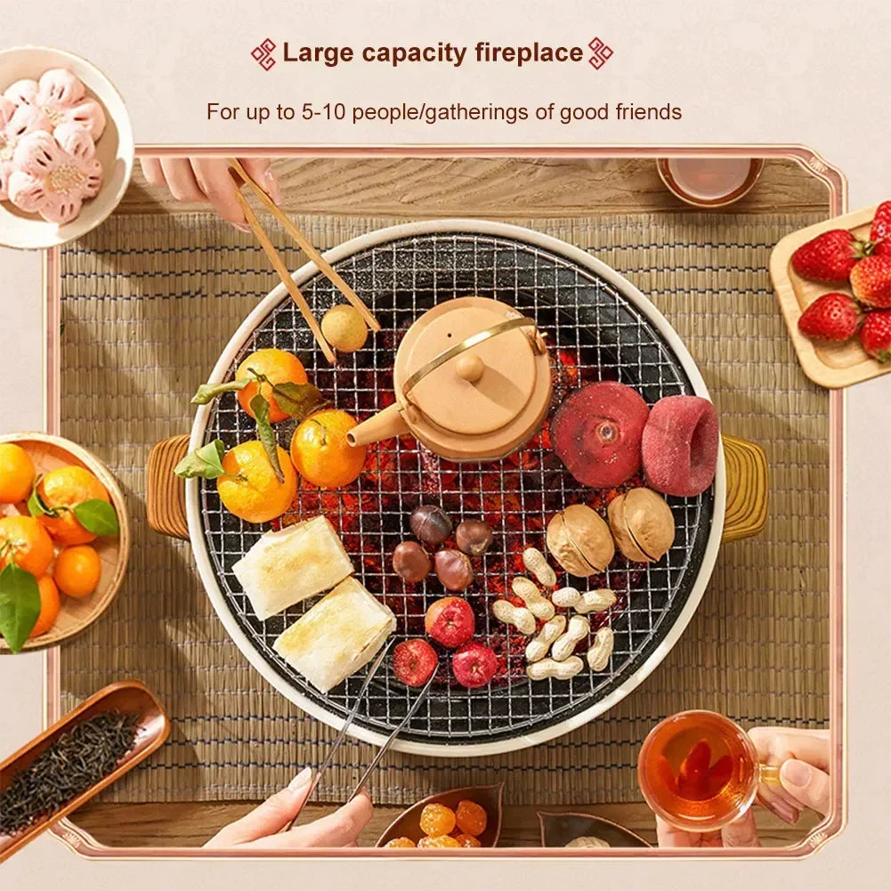 Portable Barbecue Grill Korean Charcoal Stove Stainless Steel Split BBQ Stove Round Non-stick Barbecue Rack for Outdoor Camping