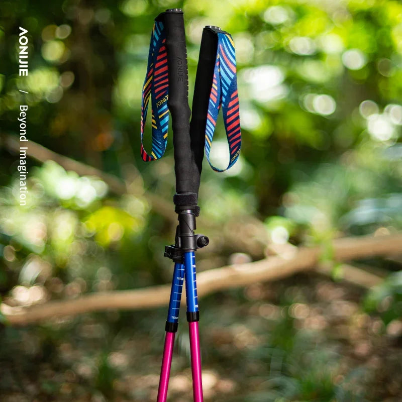 AONIJIE E4208 Rainbow Color Unisex Outdoor Hiking Pole Telescopic Adjustable Aluminum Alloy Pole Running Hiking Walking Stick