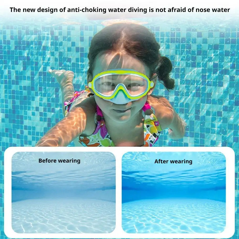 Goggles With Nose Cover Diving Glasses Anti-Fog No-Leak Clear Waterproof Snorkeling Goggles Gear For Children Kids Aged 4-16