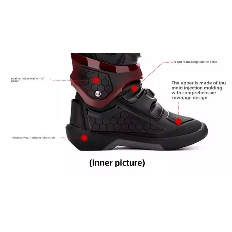 2PCS Tiger-MX3: Men's Motorcycle Boots for Racing, Motocross, and Off-Road Terrain - Crashproof Design with Enhanced Stability