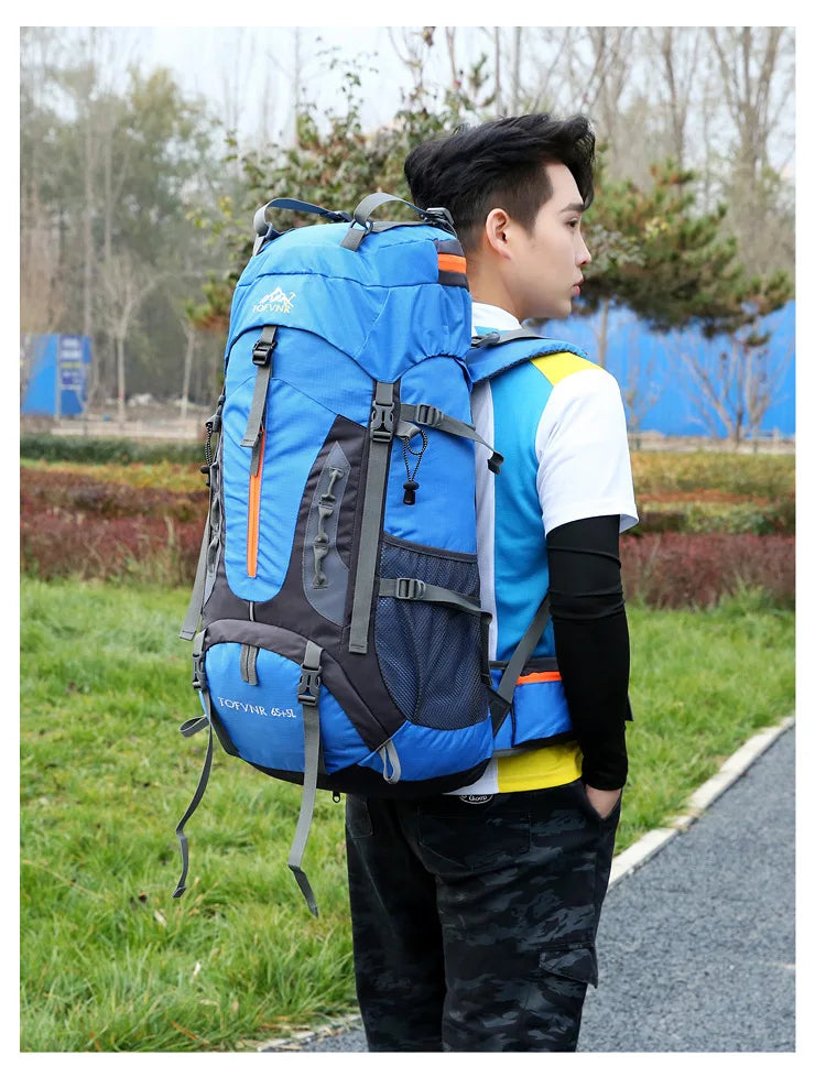 2025 cross-border outdoor hiking bag shoulder hiking sports bag waterproof bag backpack large capacity polyester backpack a001