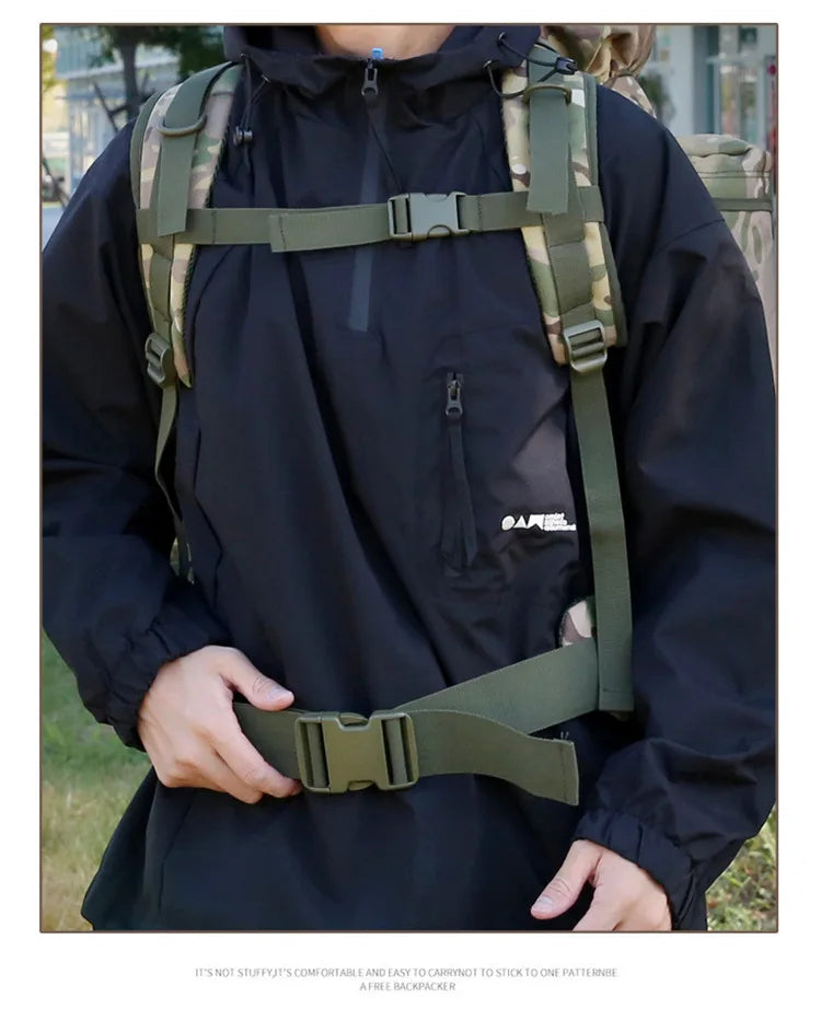 70L Large Capacity Tactical Backpack,Wear-Resistant Rainproof Oxford Cloth,Multifunctional Outdoor Camping Hiking Climb Bag,B437