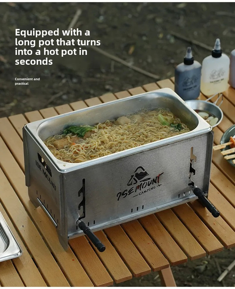 Camping Windproof Firewood Stove Stainless Steel Barbecue Grill Wood Burner Protable Outdoor Picnic Oden Cooking Furnace