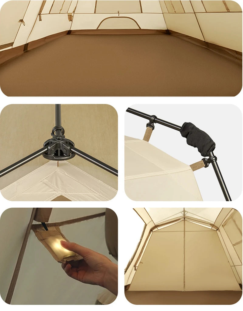 Naturehike Village 13 Automatic Cabin Tent Black Coated Outdoor Camping Picnic Sunscreen 27㎡ 2 Rooms 2 Halls Waterproof Tent