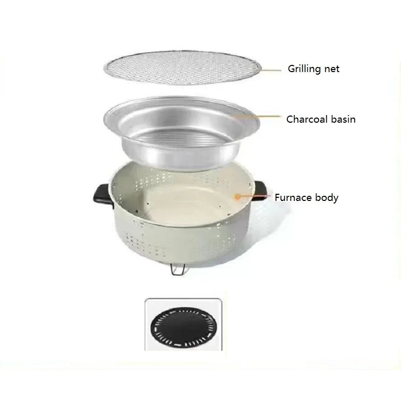 Portable Outdoor Barbecue Stove, Camping Equipment, Charcoal Tea Oven Set Bushcraft Tourism Picnic Cookware Bbq Articles for Use