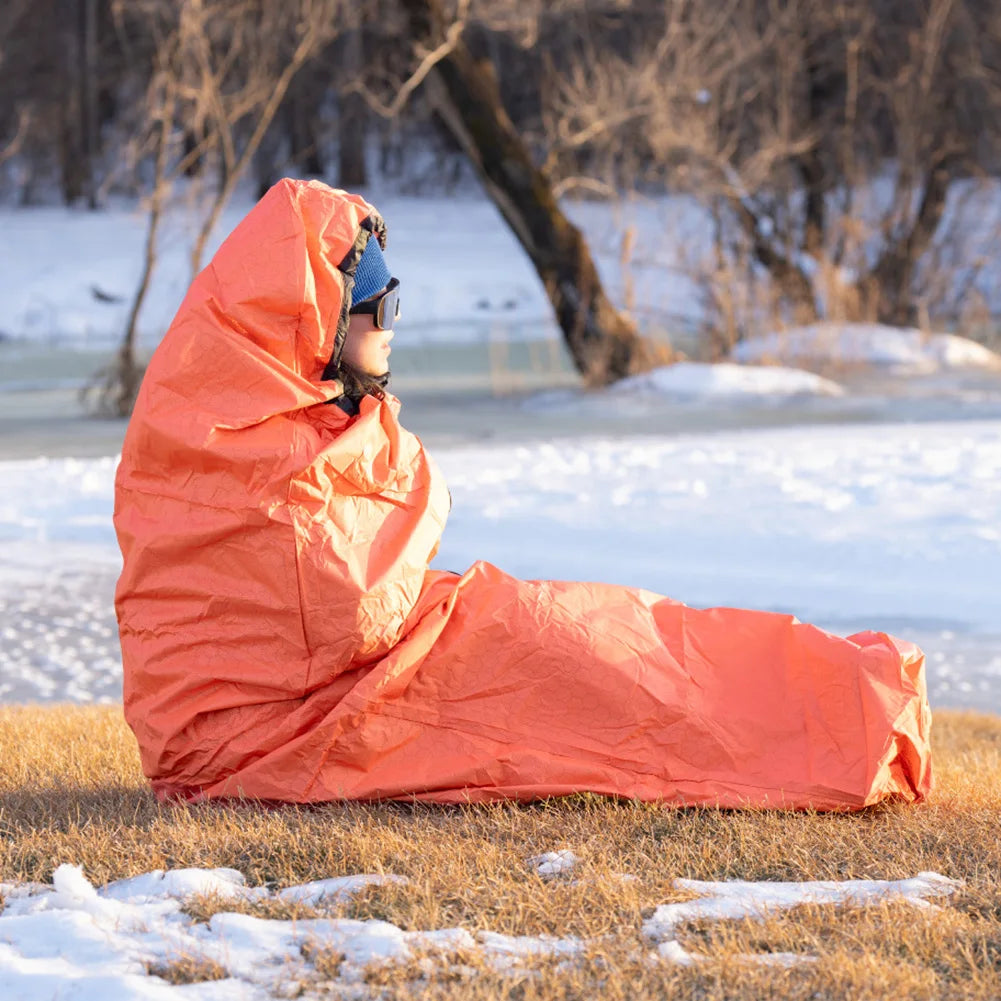 Hiking And Camping 208*81cm Bivvy Bag Essential Camping Gear Aluminized PE Material Heat Retention Multi-purpose Tool