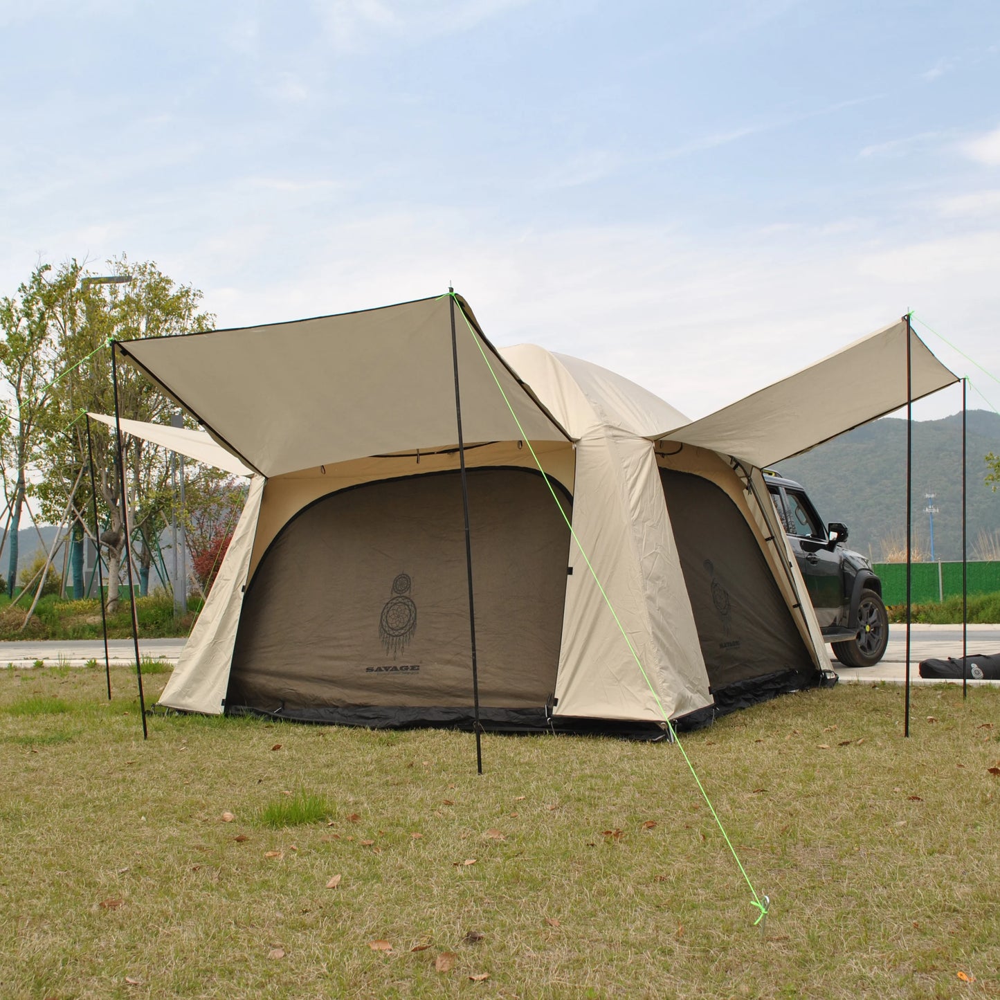 Waterproof Tiple Layers SUV Tent,Outdoor Car Tent - Car Tailgate Tent,4 Person Sleeping Camper Tent, Car Rear Tent with Canopy