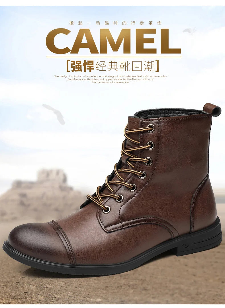 2024 Autumn and Winter New Fashion Pointy Retro Leather Boots High Top British Casual Men's Shoes Large Size 38-48