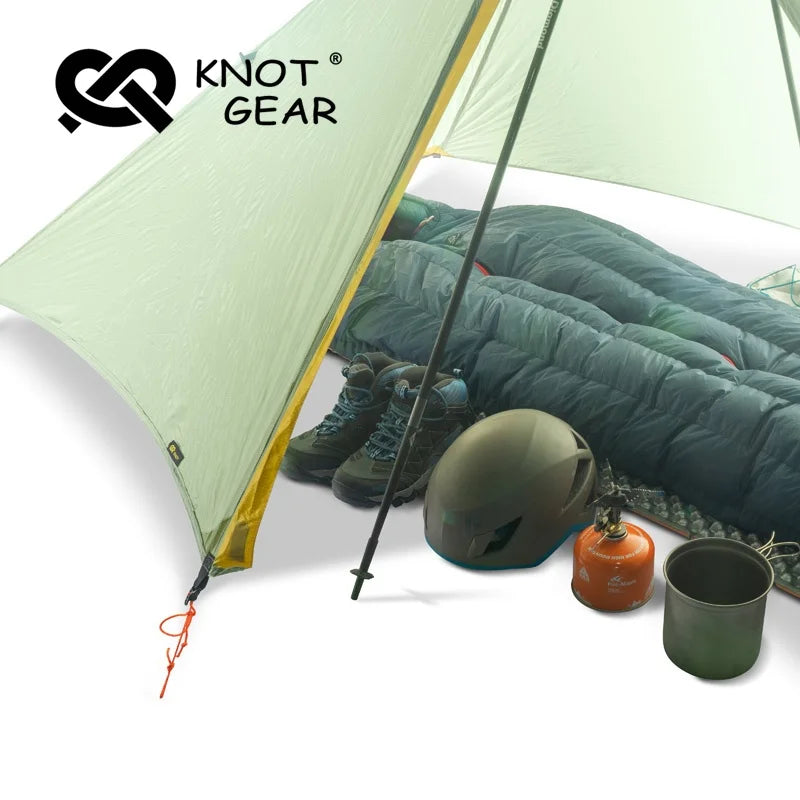 Knot Maya 1P Pyramid Tent Outdoor Ultralight No Pole Tent Camping 20D Nylon Double Silicone Waterproof Hiking Backpack Tent