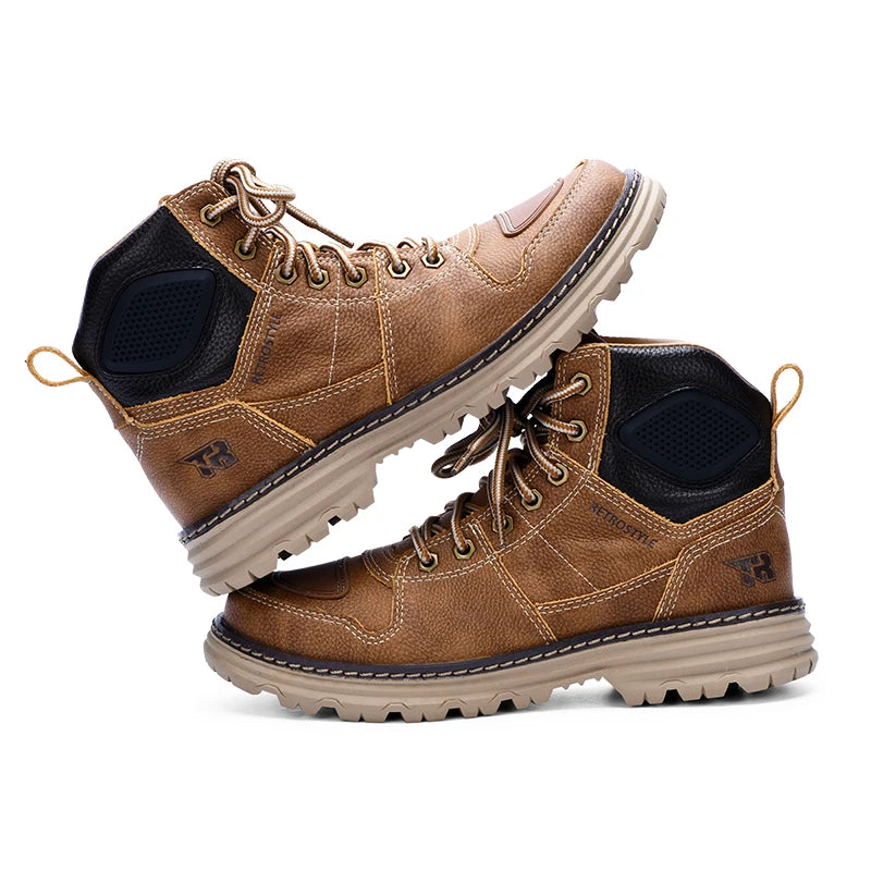 Tiger Retro Boots for Motorcycle Microfiber Wear-resistant Leisure Cycling Brown Boots Men Casual Moto Riding Botas Para Moto