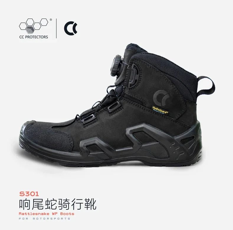 Retro Motorcycle Boots for Men – Waterproof Anti-Slip Riding Shoes for Four Seasons, Universal Fit Off-Road Motobike Sneakers