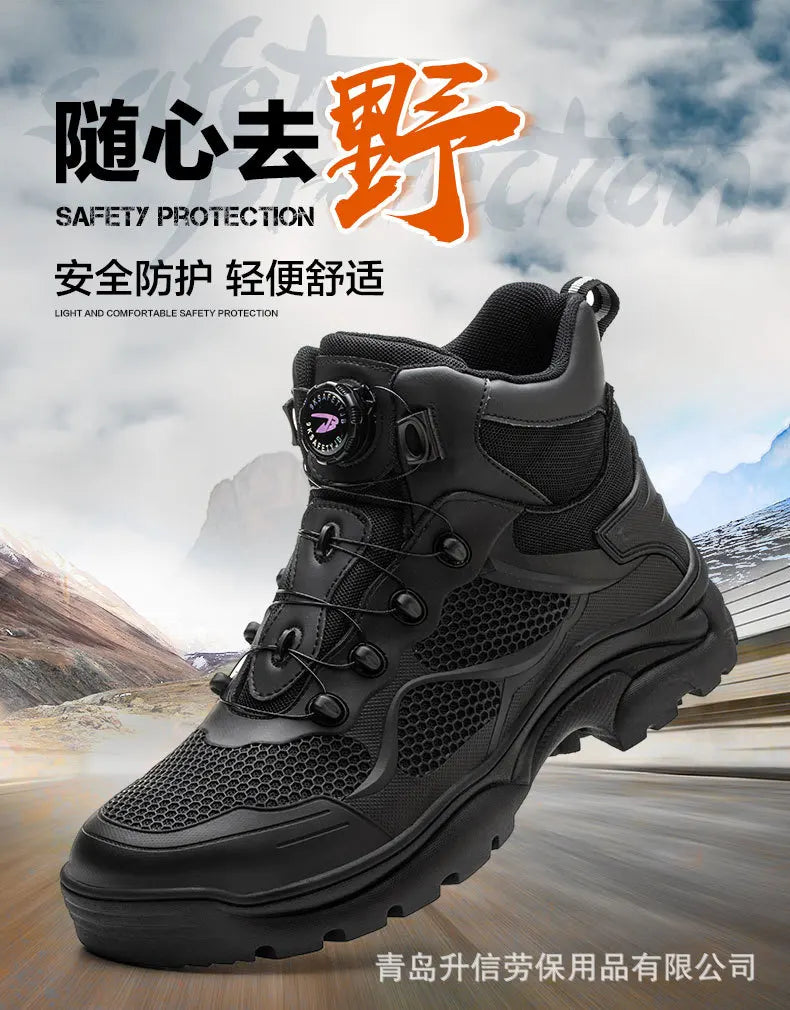 Summer Breathable Motorcycle Riding Shoes Men's Waterproof Motorcycle Riding Boots Retro Locomotive Shoes Large Size