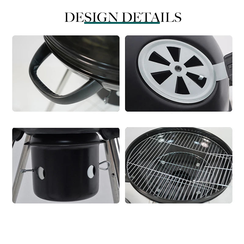 18Inch Premium Kettle Charcoal Barbecue Grill Large Thickened Metal Outdoor Portable Bbq Grill