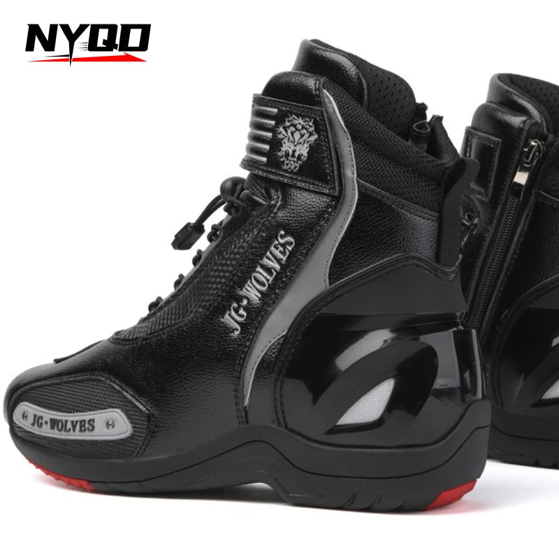 Motorcycle Shoes Men Off-road Adventure Motocross Low Boots  Retro Black Riding Shoes Rubber Sole Waterproof Motorcyclist Shoes