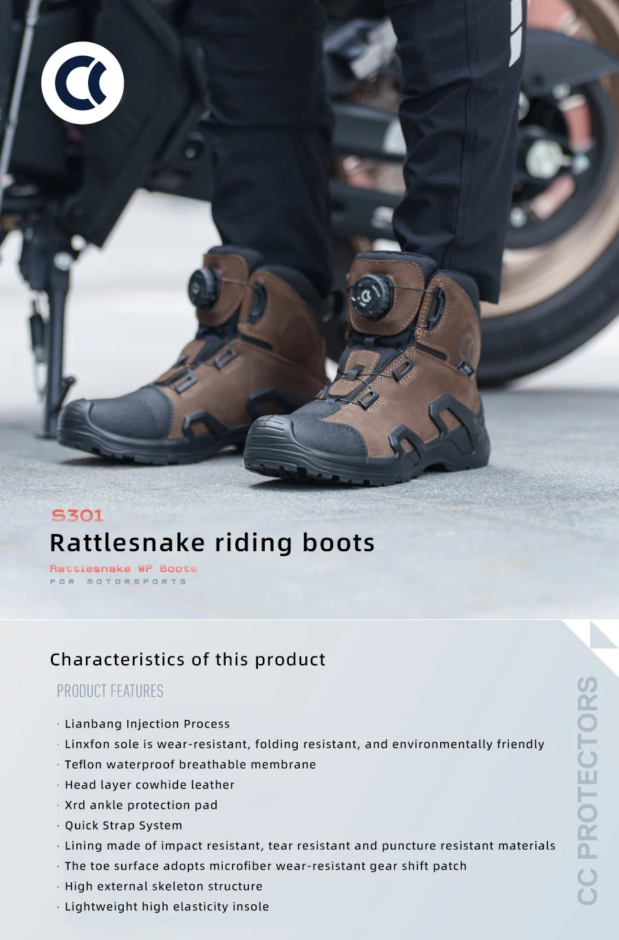 CC Motorcycle Riding Boots Men Leather Motorbike Shoes Breathable Anti-slip Anti-fall XRD Ankle Protection Motocross Short Boots