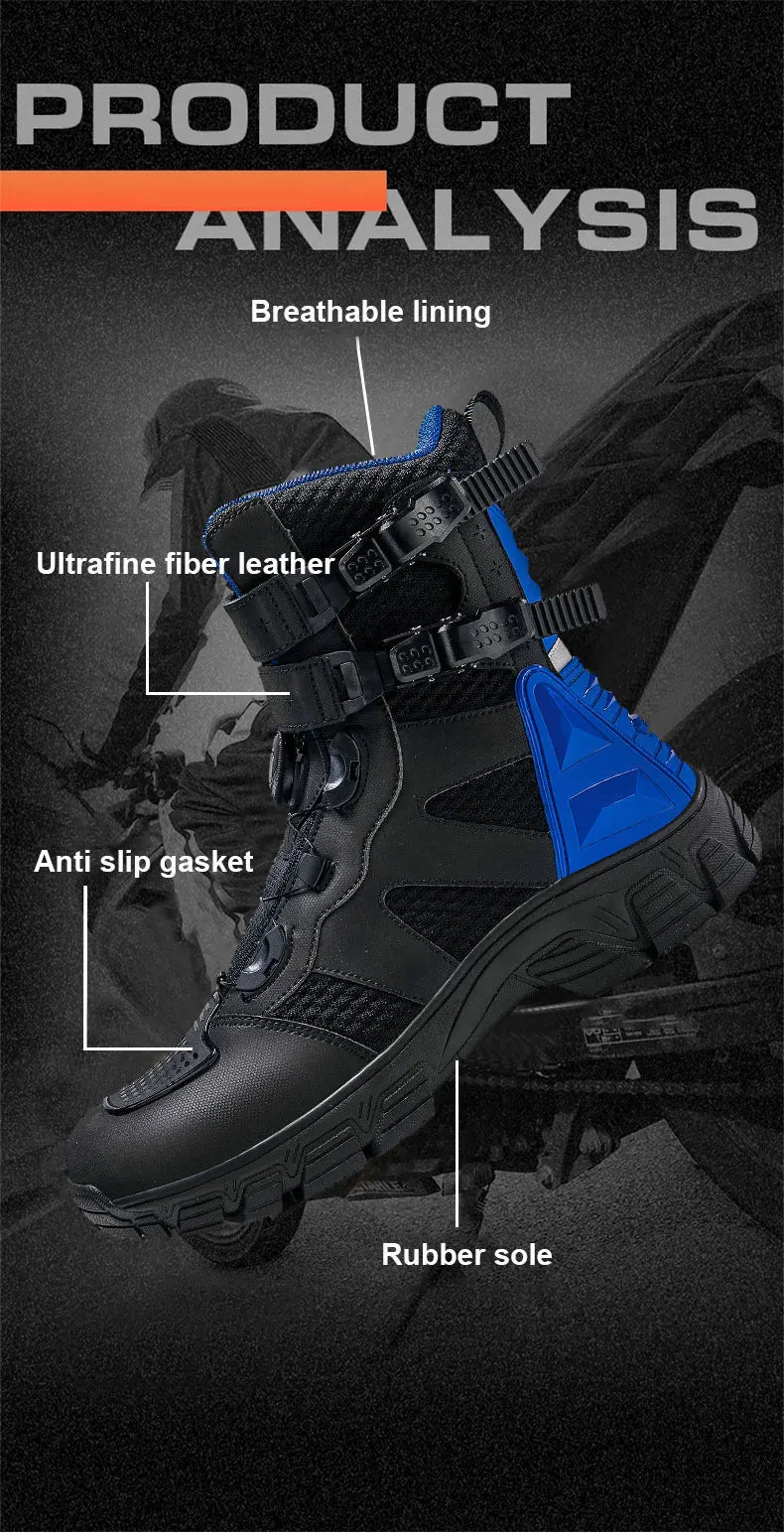 Men Motorcycle Boots Breathable Anti-fall Motocross Protective Shoes Knob Lock Buckle Men's Motos Equipment Outdoor Sports Shoes
