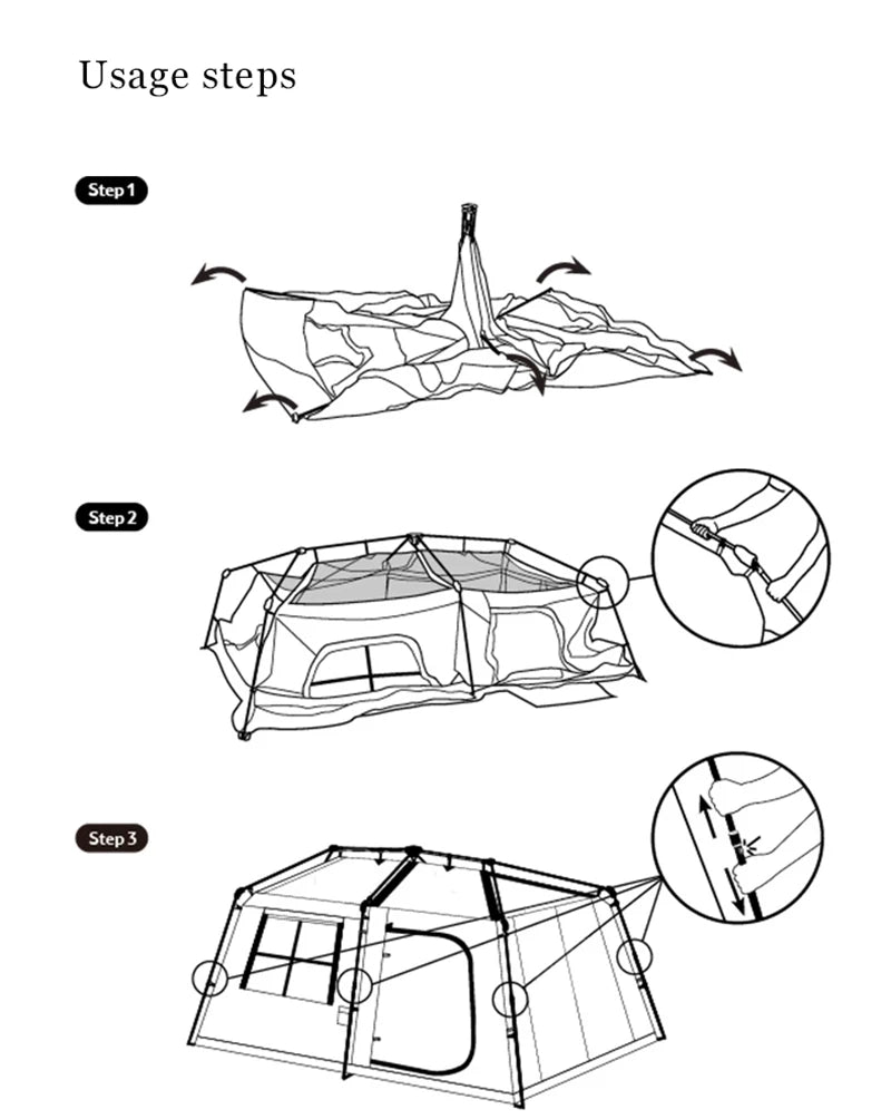 Naturehike Village 13 Automatic Cabin Tent Black Coated Outdoor Camping Picnic Sunscreen 27㎡ 2 Rooms 2 Halls Waterproof Tent