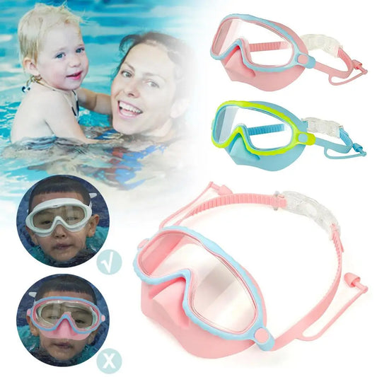 Goggles With Nose Cover Diving Glasses Anti-Fog No-Leak Clear Waterproof Snorkeling Goggles Gear For Children Kids Aged 4-16