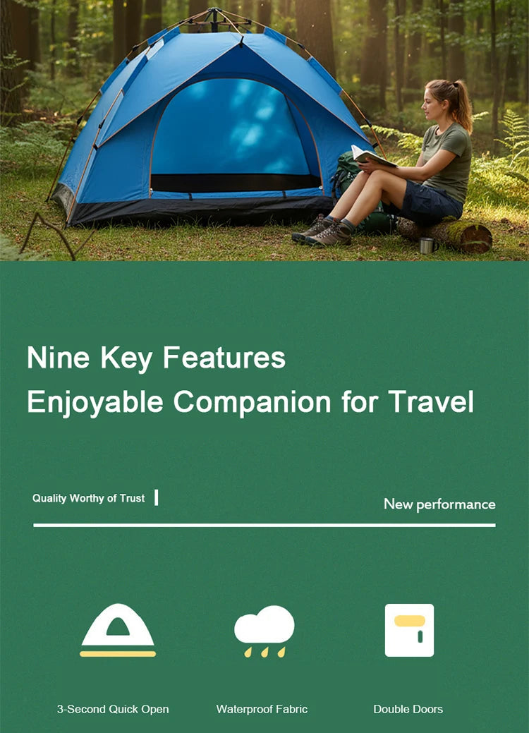 EMER Outdoor Camping Tent Automatic One-touch Tent Waterproof Picnic Tourist House for Travel Hiking Fishing Camping Supplies