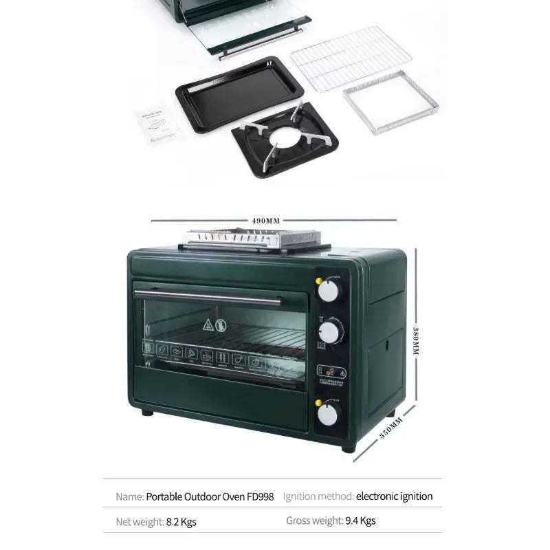 Household Multifunctional Outdoor Gas Pizza Oven Camping Gas Stove 2-in-1 Box Oven Portable Small Baking Oven