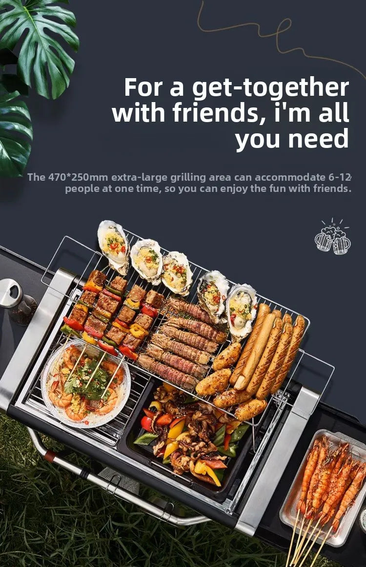 Foldable Charcoal Barbecue Grill Outdoor Portable Large BBQ Stove for Home