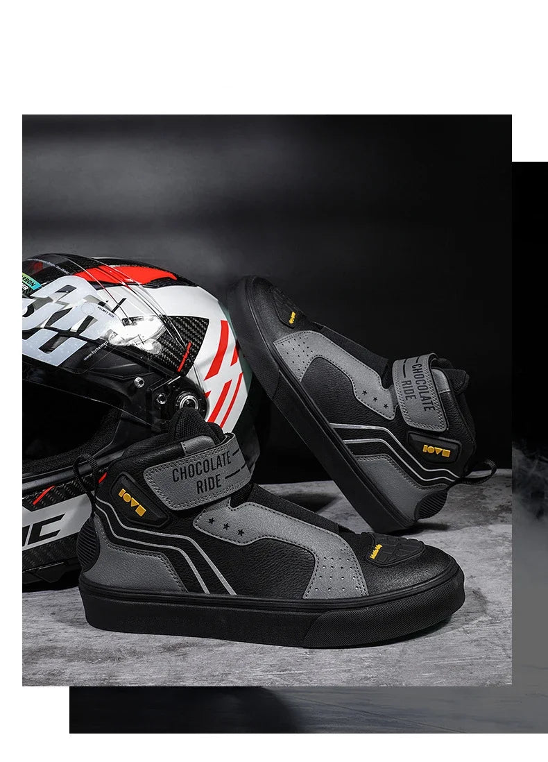 Motorcycle Riding Shoes Men Casual Style Anti-slip Moto Equipment Breathable Durable Comfortable Reflective Off-road Motorbike