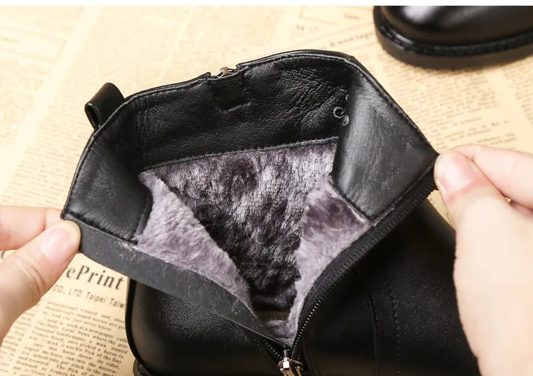 Ankle Boots Women Black Warm Plush Korean Version Side Zipper Cotton Boots Female Flat Luxury Chelsea Boots Short Shoes 2024