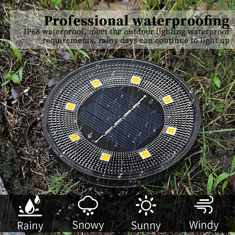1-8PCS LED Outdoor Solar Power Floor Lamps Waterproof Underground Lamps for Lawn Decoration Garden Courtyar Decoration Lamp