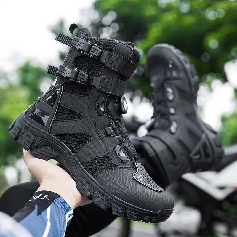 Motorcycle Boots Men's Mid-Calf Motocross Races Protective Boots Outdoor Breathable Non Slip Motos Sports Shoes 1128