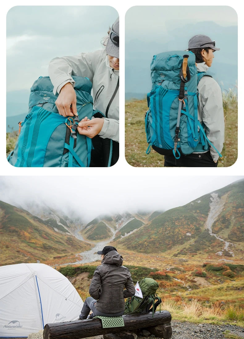 Naturehike Hiking Backpack Waterproof 45/55/65L Knapsack Climbing Travel Outdoor Sports Large Capacity Nylon Bag With Rain Cover