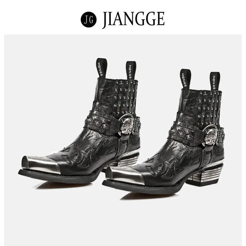 2025 New Men Popular Pointed Western Short Spanish Tide Brand Punk Rivet Leather Women Sneakers Chelsea Boots