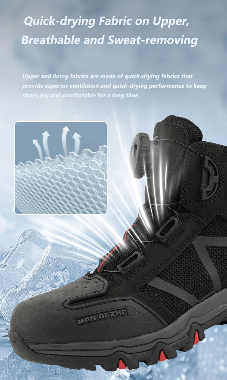 FEHER Motorcycle Boots BOA System CE Level 2 Foot Protection Hiking Shoes Waterproof All Season for Rider and Wilderness Climber