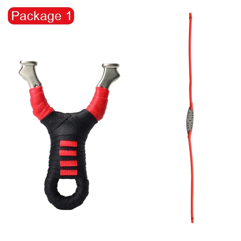 New Style Stainless Steel Powerful Slingshot with Tube Rubber Band Mud Balls Slingshot Catapult Bag for Hunting Outdoor