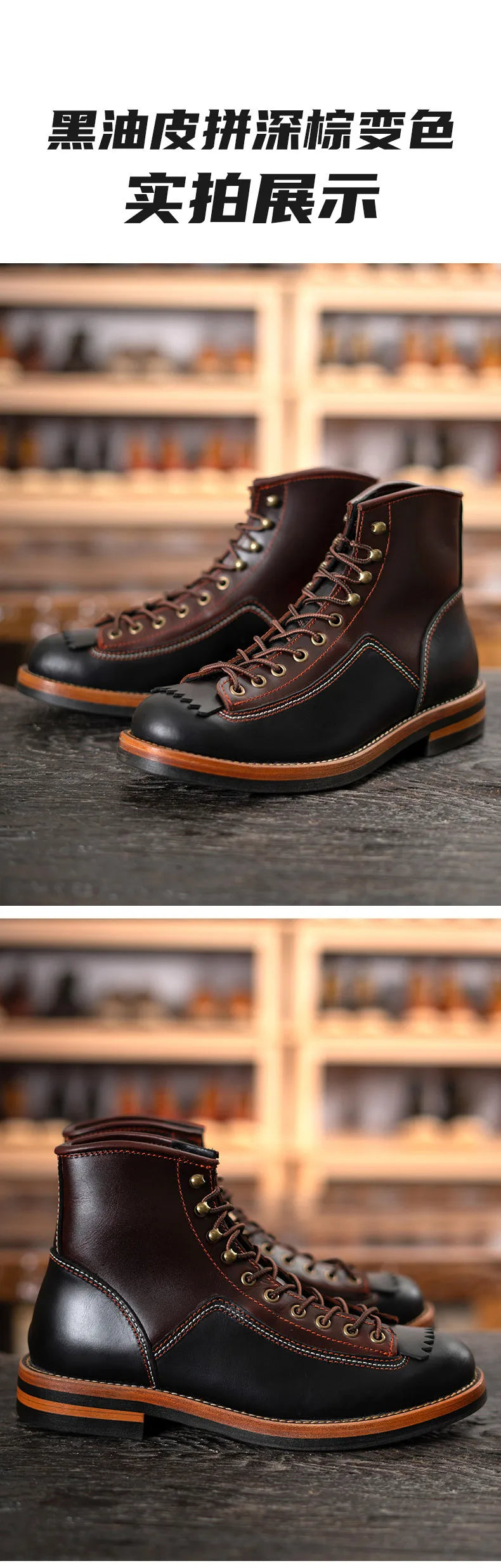 Motorcycle Boots Genuine Leather Motorbike Boots Ankle Casual Sneakers High Top Trekking Shoes Thick Soled Motorcycle Equipment