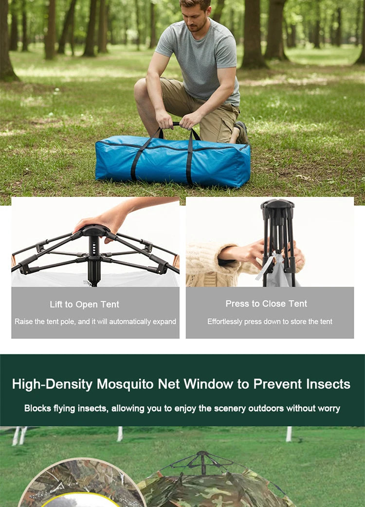 EMER Outdoor Camping Tent Automatic One-touch Tent Waterproof Picnic Tourist House for Travel Hiking Fishing Camping Supplies