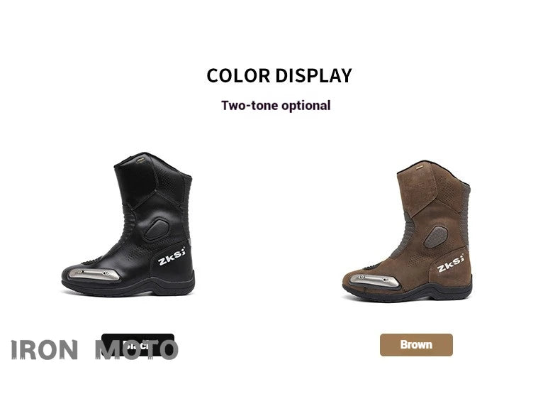 Motorcycle Shoes Full Leather Motocross Boots with Shifter Guard Cafe Boots Enduro Boots for Touring&hiking Moto Protection Gear