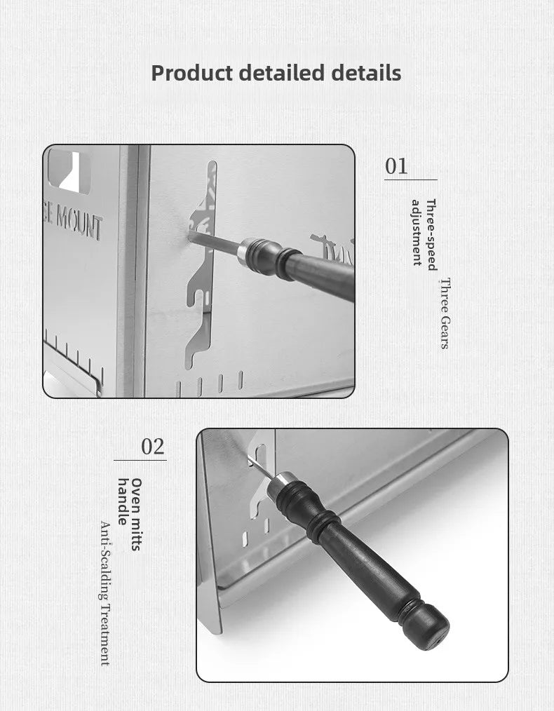 Camping Windproof Firewood Stove Stainless Steel Barbecue Grill Wood Burner Protable Outdoor Picnic Oden Cooking Furnace